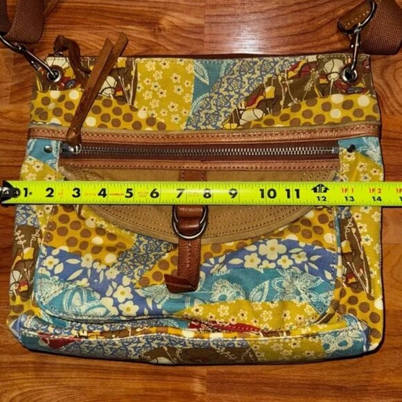 FOSSIL Maddox Shoulder/Cross Body Bag - Canvas/Leather - Neutral Boho Floral - Picture 9 of 10